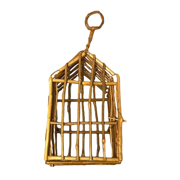Vintage Wicker Hanging Bird house Plant hanger